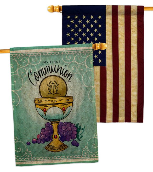 First Communion - Faith Religious Inspirational Vertical Impressions Decorative Flags HG130342 Made In USA - Image 29