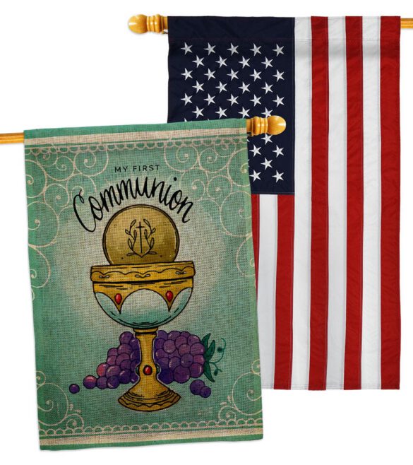 First Communion - Faith Religious Inspirational Vertical Impressions Decorative Flags HG130342 Made In USA - Image 36