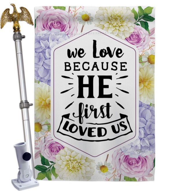 He First Loved - Faith Religious Inspirational Vertical Impressions Decorative Flags HG120280 Made In USA - Image 20