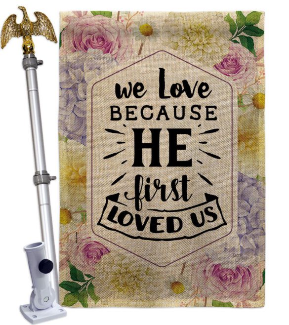 He First Loved - Faith Religious Inspirational Vertical Impressions Decorative Flags HG120280 Made In USA - Image 41
