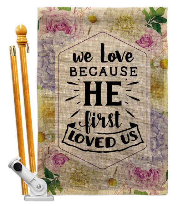 He First Loved - Faith Religious Inspirational Vertical Impressions Decorative Flags HG120280 Made In USA - Image 26