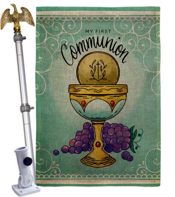 First Communion - Faith Religious Inspirational Vertical Impressions Decorative Flags HG130342 Made In USA - Image 41