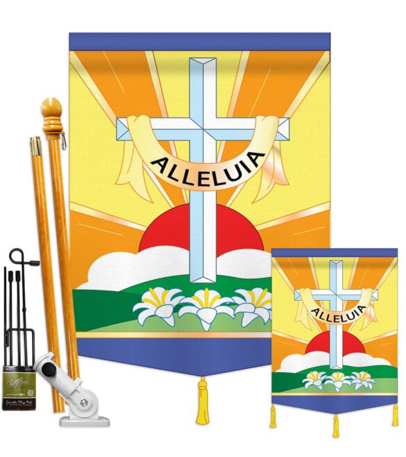 Alleluia - Faith & Religious Inspirational Vertical Applique Decorative Flags HG103030 - Image 3