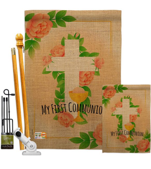 Floral Frist Communion - Faith & Religious Inspirational Vertical Impressions Decorative Flags HG103064 Made In USA - Image 6