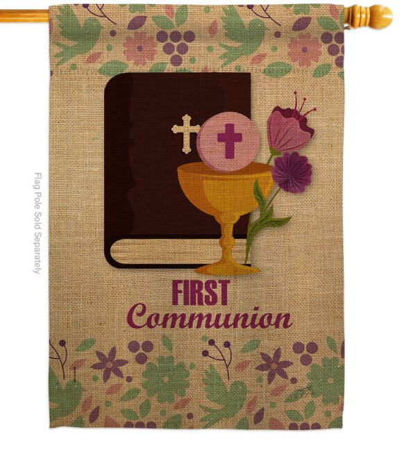 First Communion - Faith & Religious Inspirational Vertical Impressions Decorative Flags HG103062 Made In USA - Image 2