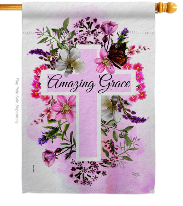 Floral Amazing Grace - Faith & Religious Inspirational Vertical Impressions Decorative Flags HG103089 Made In USA - Image 2