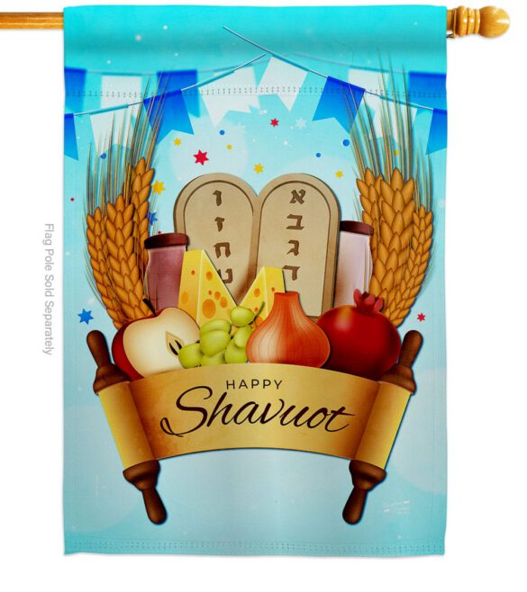 Happy Shavuot - Faith & Religious Inspirational Vertical Impressions Decorative Flags HG137531 Made In USA - Image 2