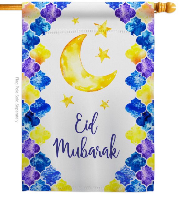 Eid Mubarak - Faith & Religious Inspirational Vertical Impressions Decorative Flags HG192393 Made In USA - Image 2