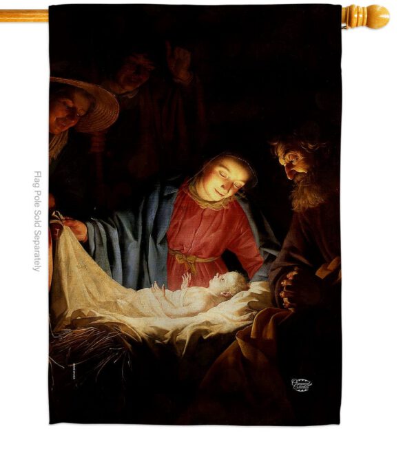 Adoration of the Shepherds - Faith & Religious Inspirational Vertical Impressions Decorative Flags HG192550 Made In USA - Image 3