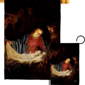 Adoration of the Shepherds - Faith & Religious Inspirational Vertical Impressions Decorative Flags HG192550 Made In USA