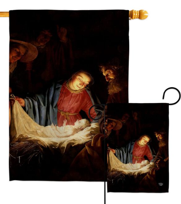 Adoration of the Shepherds - Faith & Religious Inspirational Vertical Impressions Decorative Flags HG192550 Made In USA