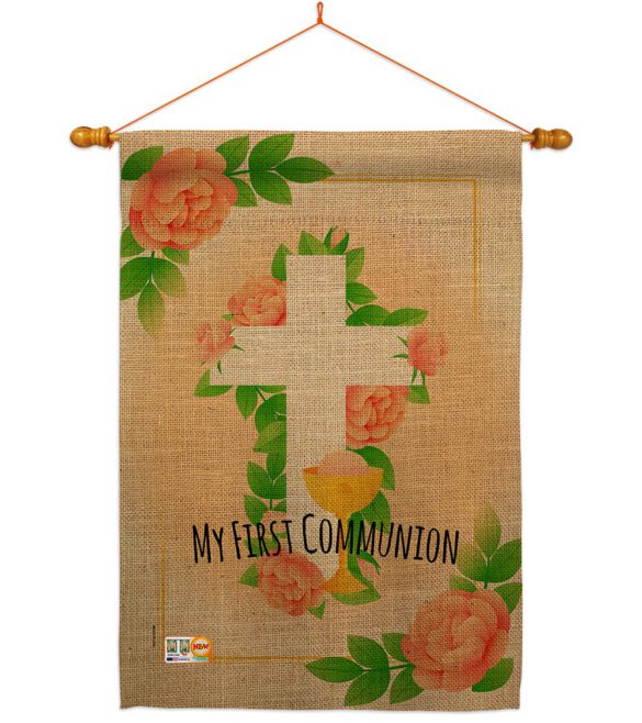 Floral Frist Communion - Faith & Religious Inspirational Vertical Impressions Decorative Flags HG103064 Made In USA - Image 10