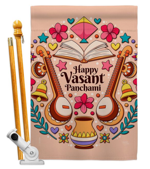 Happy Vasant Panchami - Faith & Religious Inspirational Vertical Impressions Decorative Flags HG103076 Made In USA - Image 5