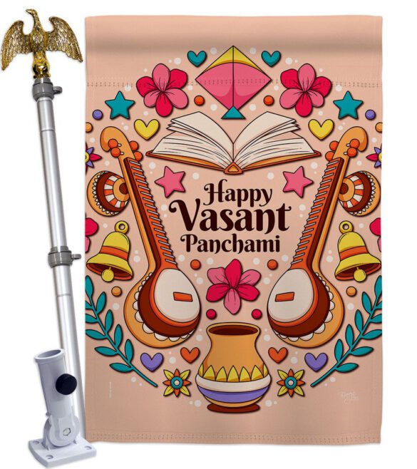 Happy Vasant Panchami - Faith & Religious Inspirational Vertical Impressions Decorative Flags HG103076 Made In USA - Image 9