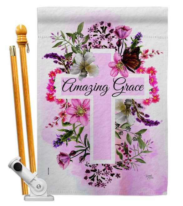 Floral Amazing Grace - Faith & Religious Inspirational Vertical Impressions Decorative Flags HG103089 Made In USA - Image 5