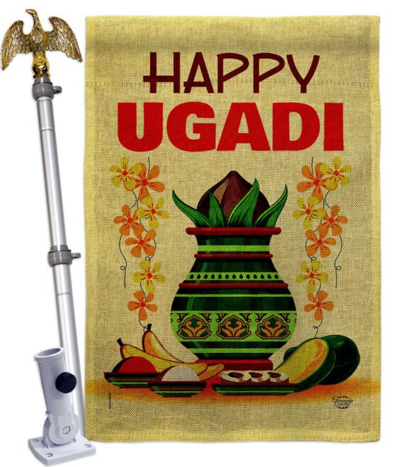 Happy Ugadi - Faith & Religious Inspirational Vertical Impressions Decorative Flags HG192503 Made In USA - Image 19