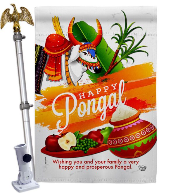 Happy Prosperous Pongal - Faith & Religious Inspirational Vertical Impressions Decorative Flags HG192514 Made In USA - Image 9