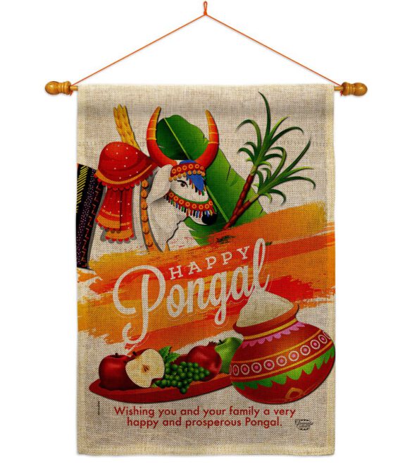 Happy Prosperous Pongal - Faith & Religious Inspirational Vertical Impressions Decorative Flags HG192514 Made In USA - Image 20