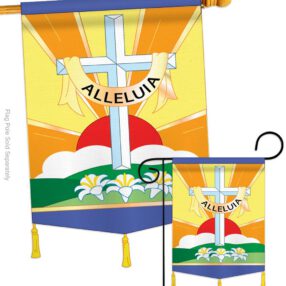Alleluia - Faith & Religious Inspirational Vertical Applique Decorative Flags HG103030
