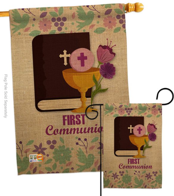 First Communion - Faith & Religious Inspirational Vertical Impressions Decorative Flags HG103062 Made In USA - Image 3