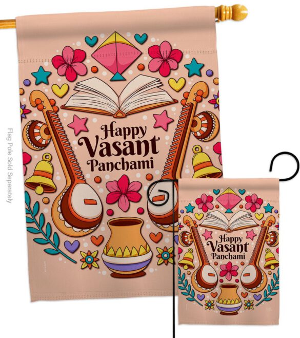 Happy Vasant Panchami - Faith & Religious Inspirational Vertical Impressions Decorative Flags HG103076 Made In USA - Image 3