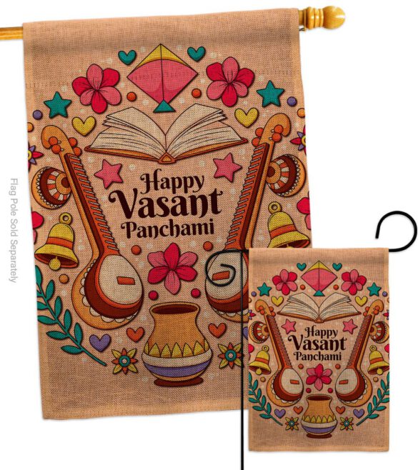 Happy Vasant Panchami - Faith & Religious Inspirational Vertical Impressions Decorative Flags HG103076 Made In USA - Image 13