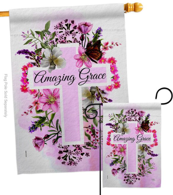 Floral Amazing Grace - Faith & Religious Inspirational Vertical Impressions Decorative Flags HG103089 Made In USA - Image 3