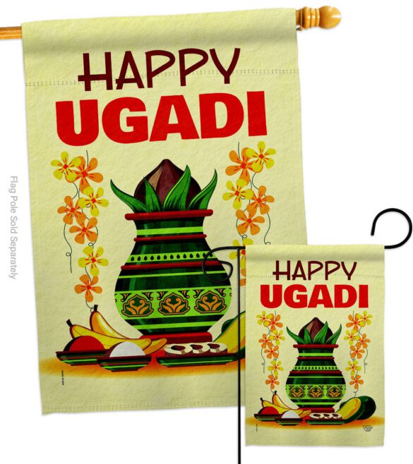 Happy Ugadi - Faith & Religious Inspirational Vertical Impressions Decorative Flags HG192503 Made In USA - Image 3