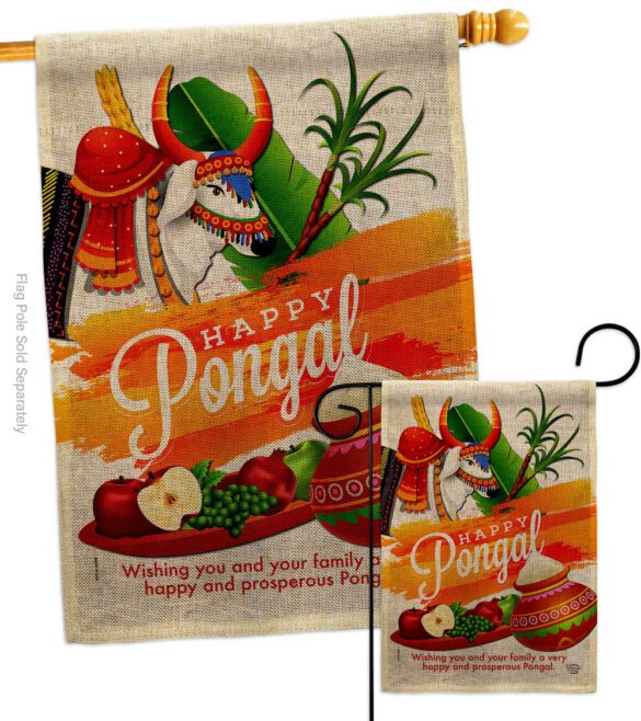 Happy Prosperous Pongal - Faith & Religious Inspirational Vertical Impressions Decorative Flags HG192514 Made In USA - Image 13