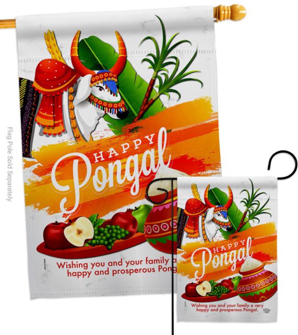 Happy Prosperous Pongal - Faith & Religious Inspirational Vertical Impressions Decorative Flags HG192514 Made In USA - Image 3