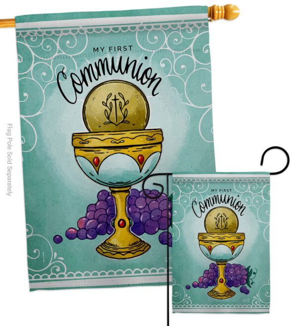 First Communion - Faith Religious Inspirational Vertical Impressions Decorative Flags HG130342 Made In USA - Image 3