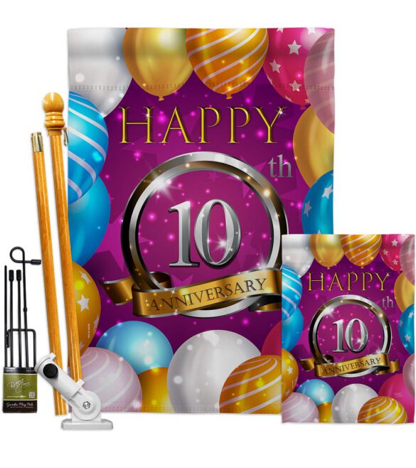 Happy 10th Anniversary - Family Special Occasion Vertical Impressions Decorative Flags HG115185 Made In USA - Image 6