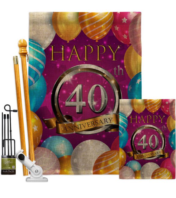 Happy 40th Anniversary - Family Special Occasion Vertical Impressions Decorative Flags HG115191 Made In USA - Image 16