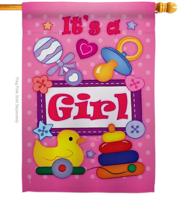 Baby Girl - Family Special Occasion Vertical Impressions Decorative Flags HG115068 Imported - Image 3