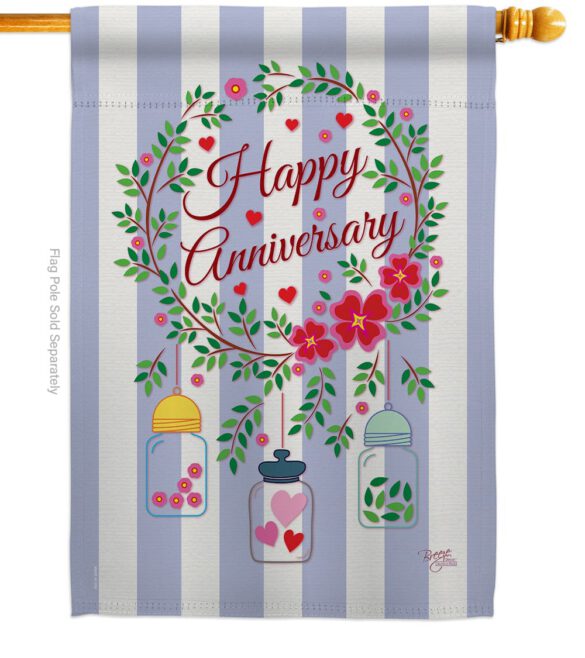 Happy Anniversary - Family Special Occasion Vertical Impressions Decorative Flags HG115103 Made In USA - Image 2