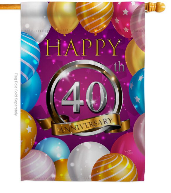 Happy 40th Anniversary - Family Special Occasion Vertical Impressions Decorative Flags HG115191 Made In USA - Image 2