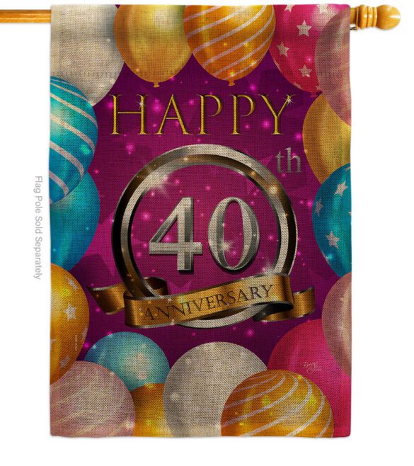Happy 40th Anniversary - Family Special Occasion Vertical Impressions Decorative Flags HG115191 Made In USA - Image 12