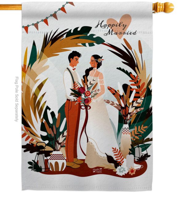 Happily Married - Family Special Occasion Vertical Impressions Decorative Flags HG137456 Made In USA - Image 2