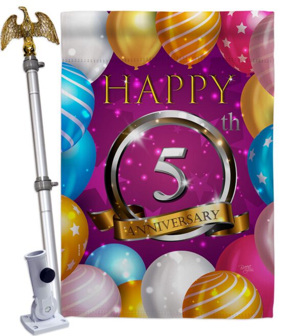Happy 5th Anniversary - Family Special Occasion Vertical Impressions Decorative Flags HG115184 Made In USA - Image 9