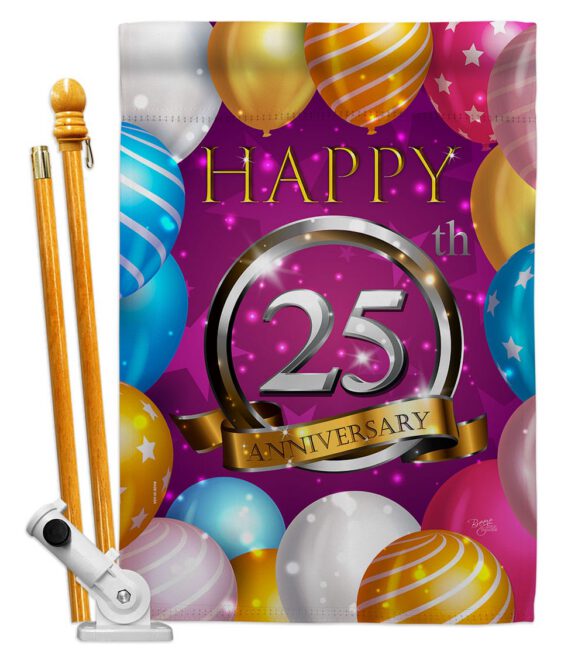 Happy 25th Anniversary - Family Special Occasion Vertical Impressions Decorative Flags HG115188 Made In USA - Image 5
