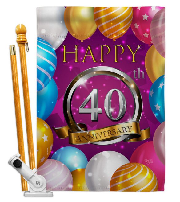 Happy 40th Anniversary - Family Special Occasion Vertical Impressions Decorative Flags HG115191 Made In USA - Image 5