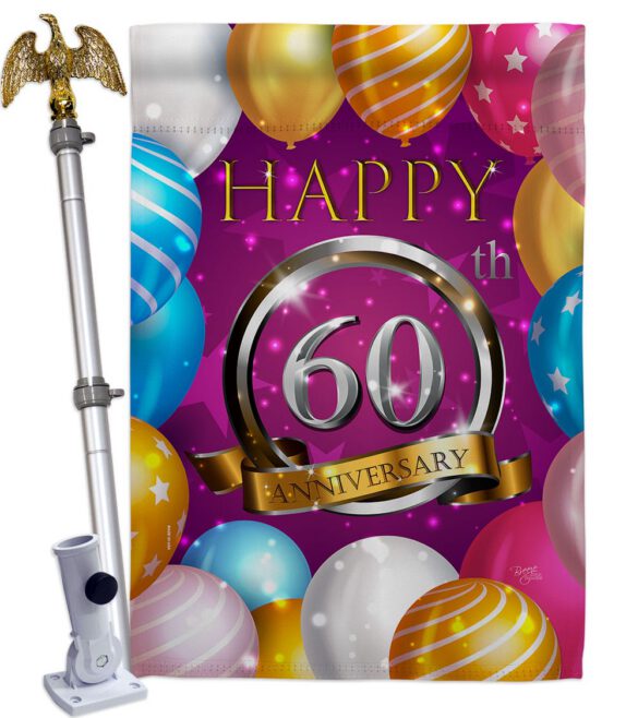 Happy 60th Anniversary - Family Special Occasion Vertical Impressions Decorative Flags HG115195 Made In USA - Image 9