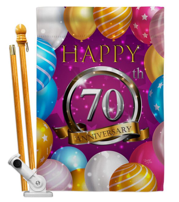 Happy 70th Anniversary - Family Special Occasion Vertical Impressions Decorative Flags HG115197 Made In USA - Image 5