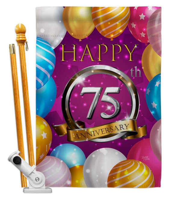 Happy 75th Anniversary - Family Special Occasion Vertical Impressions Decorative Flags HG115198 Made In USA - Image 5