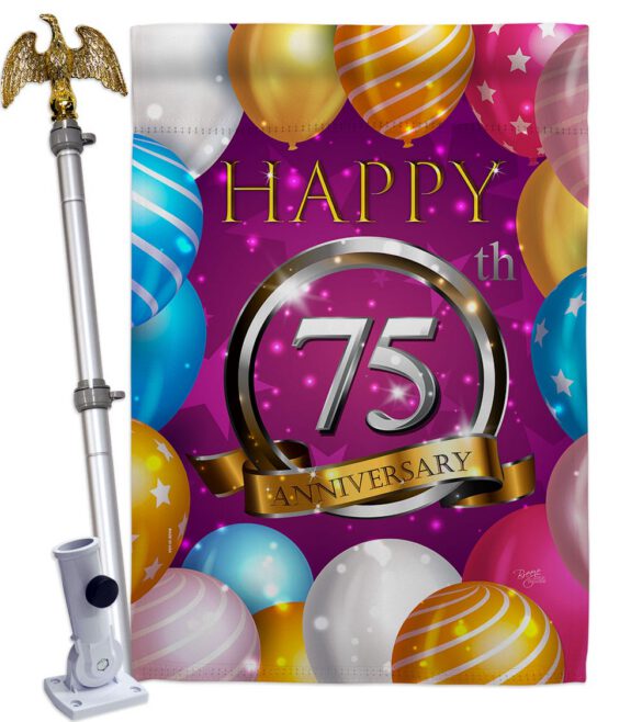Happy 75th Anniversary - Family Special Occasion Vertical Impressions Decorative Flags HG115198 Made In USA - Image 9