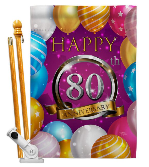Happy 80th Anniversary - Family Special Occasion Vertical Impressions Decorative Flags HG115199 Made In USA - Image 5