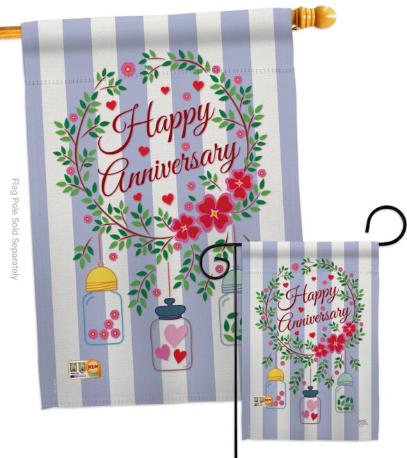 Happy Anniversary - Family Special Occasion Vertical Impressions Decorative Flags HG115103 Made In USA - Image 3