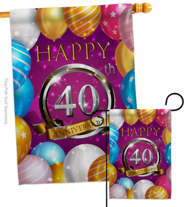 Happy 40th Anniversary - Family Special Occasion Vertical Impressions Decorative Flags HG115191 Made In USA - Image 3