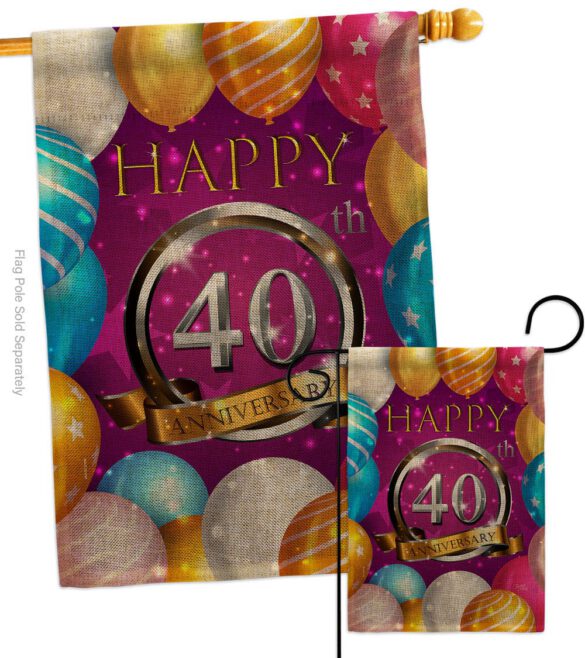 Happy 40th Anniversary - Family Special Occasion Vertical Impressions Decorative Flags HG115191 Made In USA - Image 13