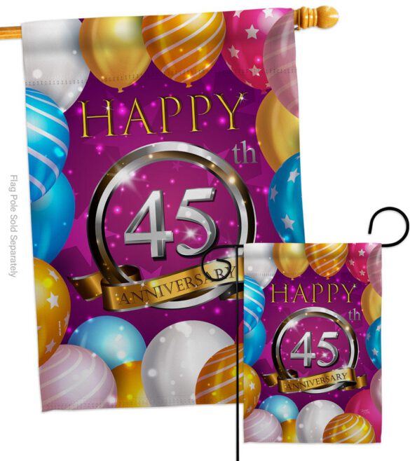 Happy 45th Anniversary - Family Special Occasion Vertical Impressions Decorative Flags HG115192 Made In USA - Image 3